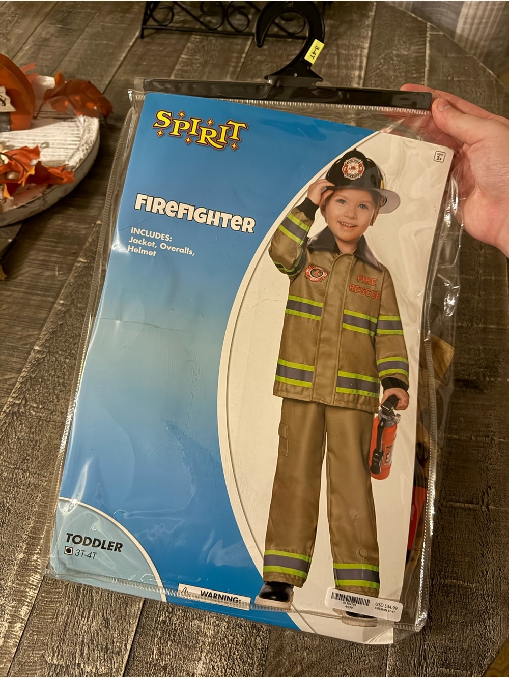 Spirit Halloween Firefighter Costume Toddler 3T-4T